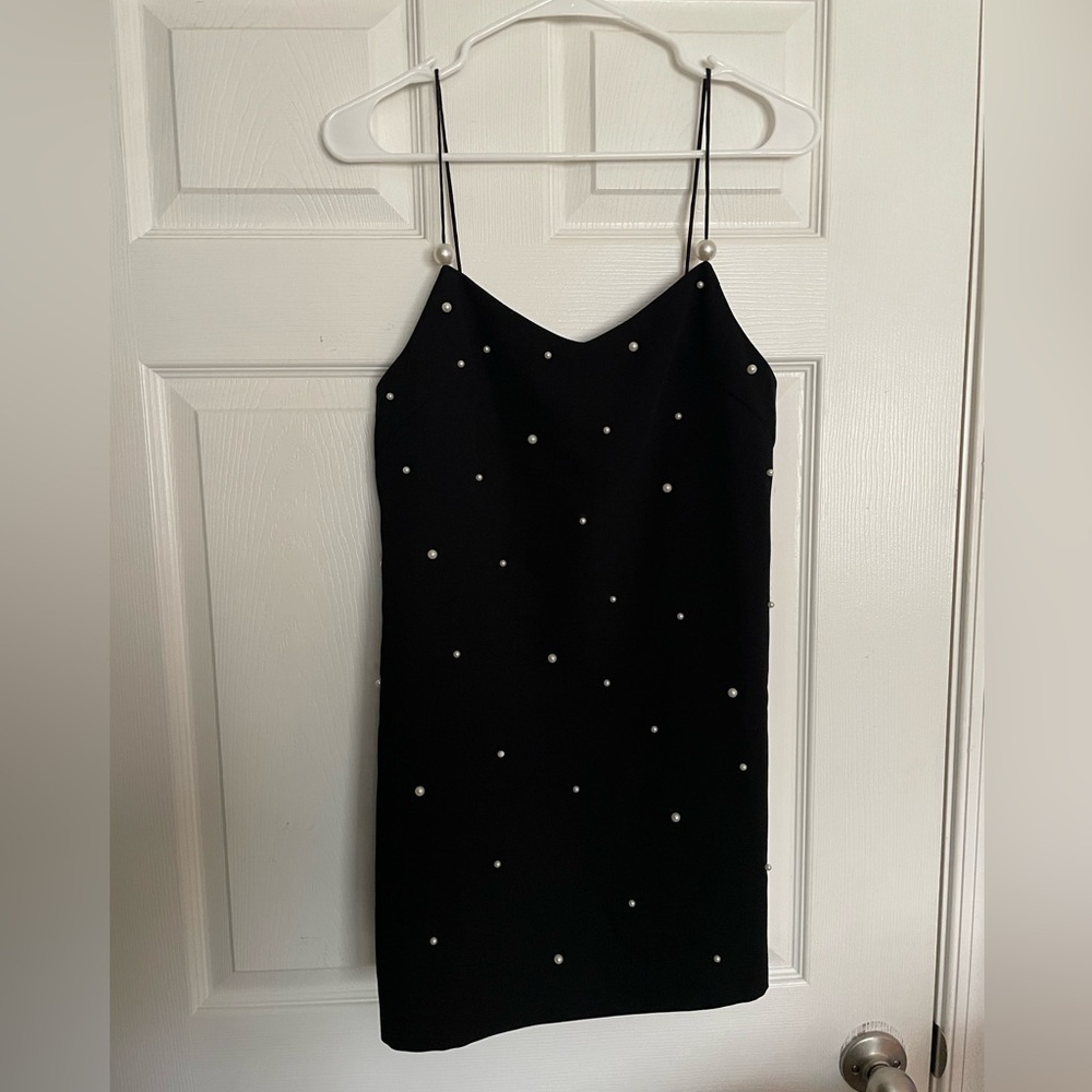 NEW WT Vy’s Closet Women’s Black Pearl-Embellished Slip Dress S/M Size
